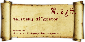 Malitsky Ágoston névjegykártya